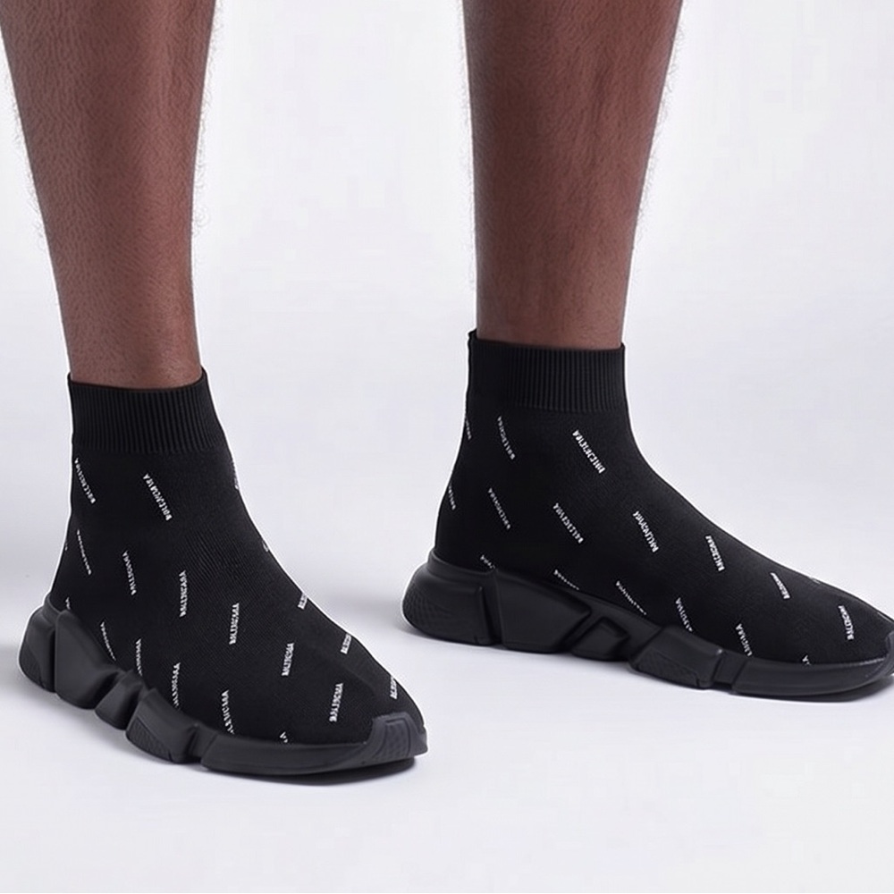 New Authentic Balenciaga Speed 2.0 LT Logo Sock Sneakers – Black/White